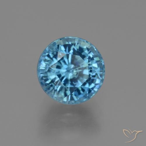 Circón Azul real natural de 4.20 ct, Redondo, VS
