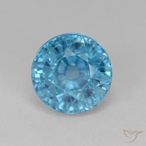 5.62ct Natural Azul cian Circón, Redondo, VVS, Photo A