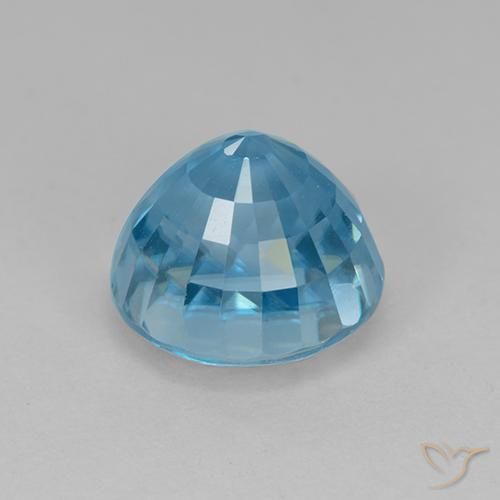 Circón Azul cian natural de 5.62 ct, Redondo, VVS