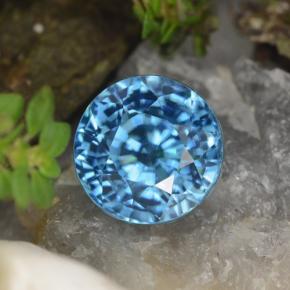 Circón azul natural de 5,01 ct, corte redondo, VVS