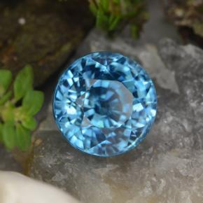 Circón azul natural de 5,01 ct, corte redondo, VVS