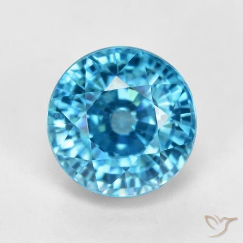 5.73ct Natural Azul Circón, Redondo, VVS-VS