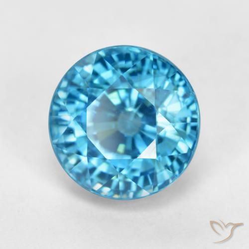Circón Azul natural de 5.73 ct, Redondo, VVS-VS
