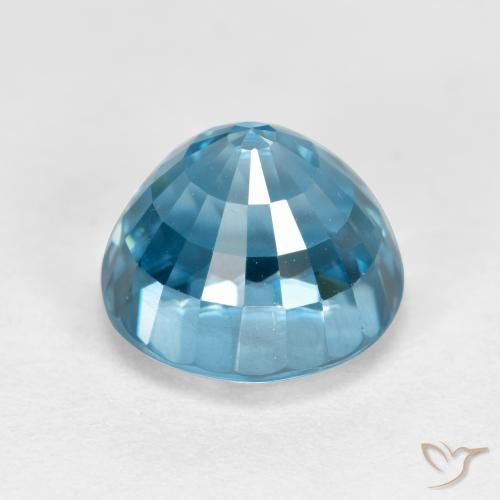 Circón Azul natural de 5.73 ct, Redondo, VVS-VS