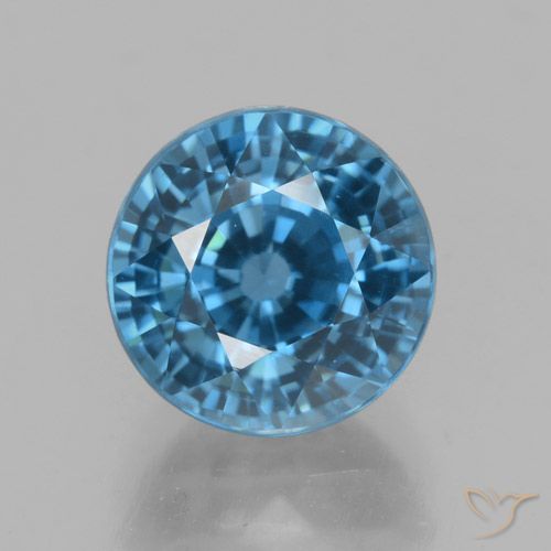 4.68ct Natural Azul Circón, Redondo, VVS