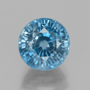 Circón azul natural de 4,43 ct, corte redondo, VVS