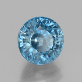 Circón azul natural de 4,43 ct, corte redondo, VVS