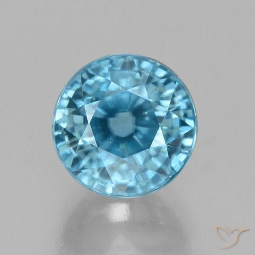 4.84ct Natural Azul medio Circón, Redondo, VVS