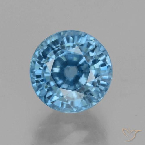 4.52ct Natural Azul Cielo Circón, Redondo, VVS