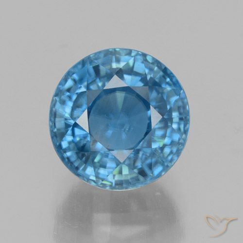4.72ct Natural Azul Circón, Redondo, VVS-VS
