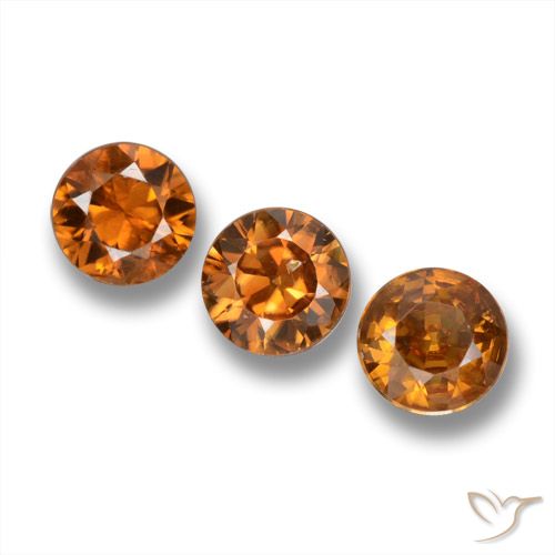 1.76ctw Natural Naranja óxido Circón, Redondo, VS