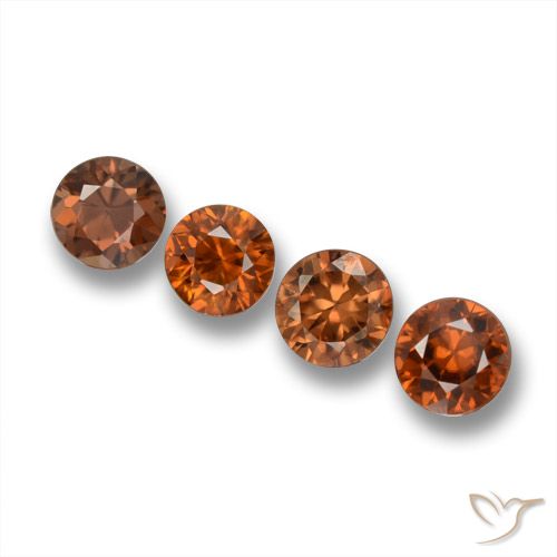 2.38ctw Natural Naranja oscuro Circón, Redondo, VVS-VS