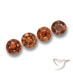 Gemas de Circón Naranja oscuro natural de 2.38 ct, Redondo, VVS-VS