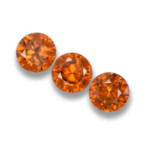 Gemas de Circón Naranja natural de 1.73 ct, Corte Redondo, VVS-VS