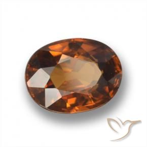 Circón Ámbar naranja natural de 2.07 ct, Ovalada, VVS-VS