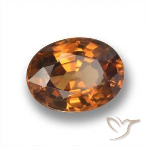Circón Marrón oscuro medio natural de 2.10 ct, Ovalada, VVS