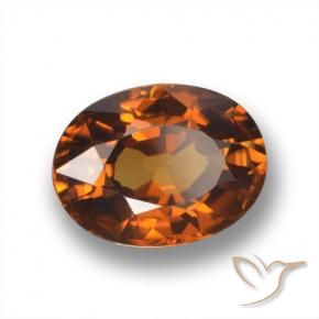 Circón Ámbar naranja natural de 2.10 ct, Ovalada, VVS