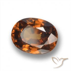 Circón Naranja oscuro medio natural de 2.02 ct, Ovalada, VVS