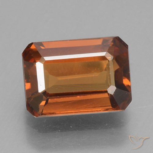 1.53ct Natural Naranja oscuro Circón, Corte Octágono / Esmeralda, VVS, Photo A