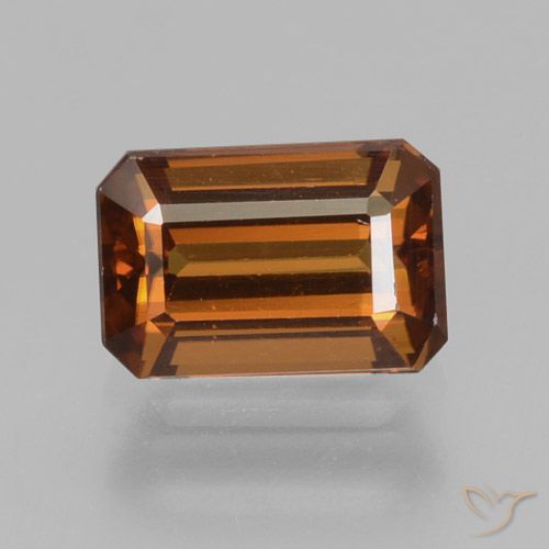 1.56ct Natural Naranja oscuro medio Circón, corte esmeralda, VVS