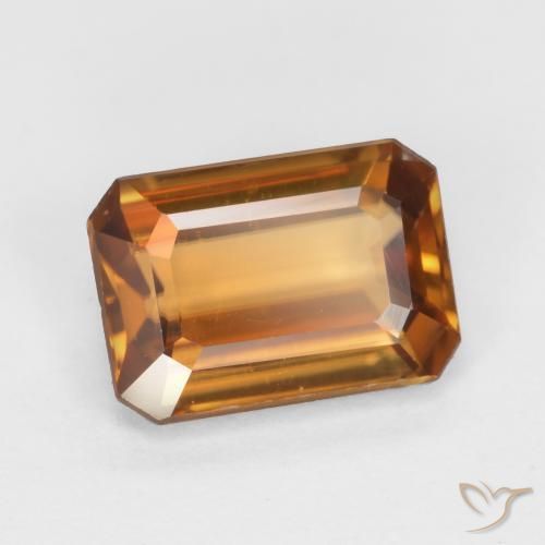 Circón Naranja oscuro natural de 1.27 ct, Corte Octágono / Esmeralda, VVS-VS