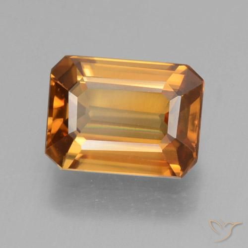Circón Naranja terroso natural de 1.45 ct, Corte Octágono / Esmeralda, VVS