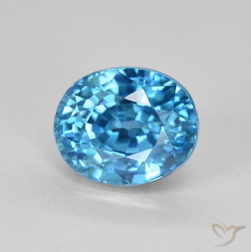 3.88ct Natural Azul azur Circón, Ovalada, VS