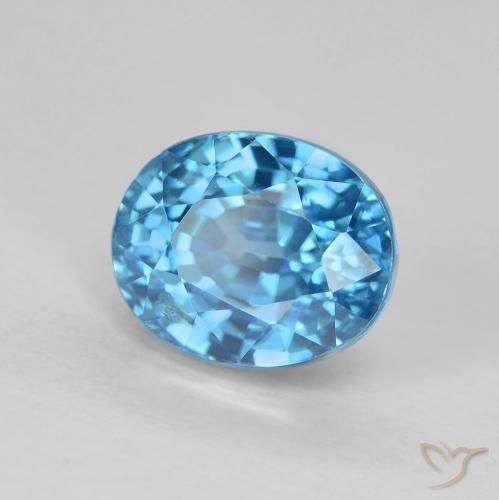 Circón Azul azur natural de 3.88 ct, Ovalada, VS