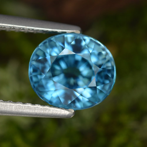 Circón azul natural de 3,49 ct, corte óvalo, VS