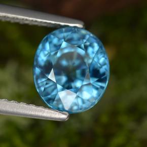 Circón azul natural de 3,49 ct, corte óvalo, VS