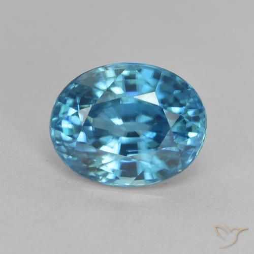 3.40ct Natural Azul yale Circón, Ovalada, VVS