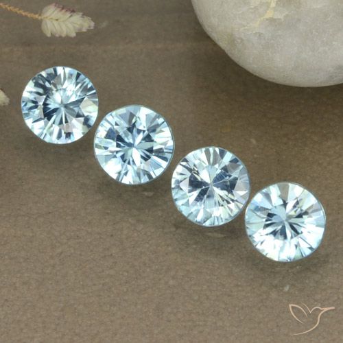 Gemas de circón azul natural de 2,07 ct, corte redondo, VVS-VS