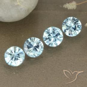 Gemas de circón azul natural de 2,07 ct, corte redondo, VVS-VS