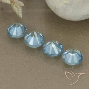 Gemas de circón azul natural de 2,07 ct, corte redondo, VVS-VS