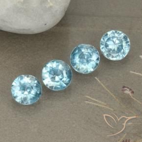 Gemas de Circón Celeste natural de 1.94 ct, Redondo, VVS-VS