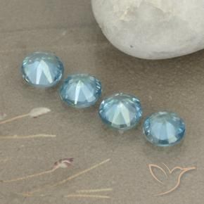 Gemas de Circón Celeste natural de 1.94 ct, Redondo, VVS-VS
