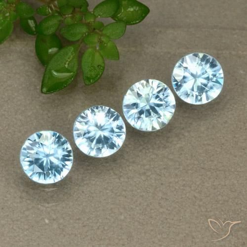 Gemas de Circón Celeste natural de 2.05 ct, Redondo, VVS-VS