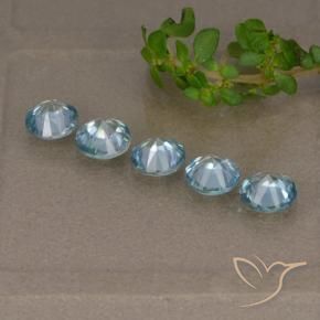 Gemas de Circón Azul natural de 2.35 ct, Redondo, VVS-VS