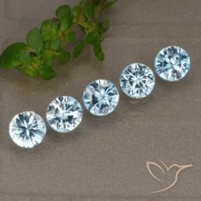 Gemas de Circón Azul natural de 2.40 ct, Redondo, VVS-VS