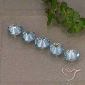Gemas de Circón Azul natural de 2.40 ct, Redondo, VVS-VS