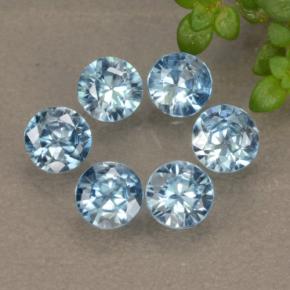 Gemas de circón azul natural de 1,90 ct, corte redondo, VVS-VS