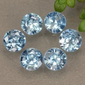 Gemas de circón azul natural de 1,90 ct, corte redondo, VVS-VS