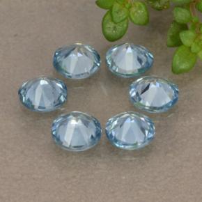 Gemas de circón azul natural de 1,90 ct, corte redondo, VVS-VS