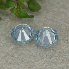 Gemas de Circón Azul natural de 1.00 ct, Corte Redondo, VVS-VS