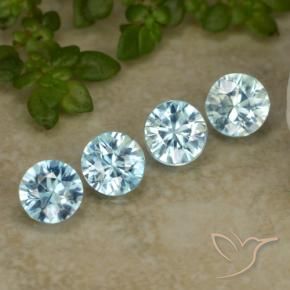 Gemas de Circón Celeste natural de 1.96 ct, Redondo, VVS-VS