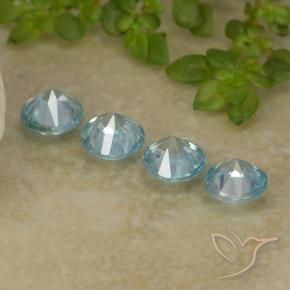 Gemas de Circón Celeste natural de 1.96 ct, Redondo, VVS-VS