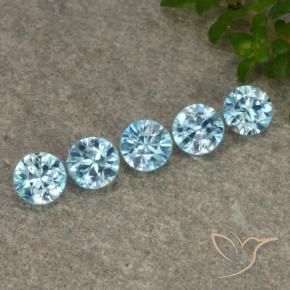 Gemas de Circón Azul claro natural de 2.41 ct, Redondo, VVS-VS