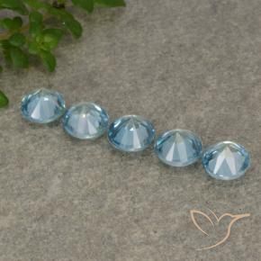 Gemas de Circón Azul claro natural de 2.41 ct, Redondo, VVS-VS