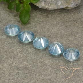 Gemas de Circón Celeste natural de 2.51 ct, Redondo, VVS-VS