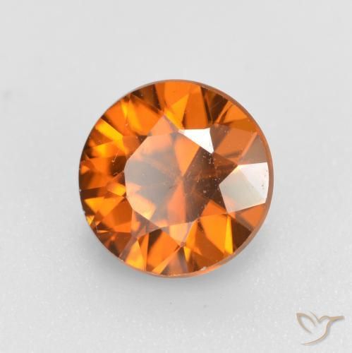 Circón Naranja oscuro medio natural de 1.62 ct, Redondo, VVS-VS